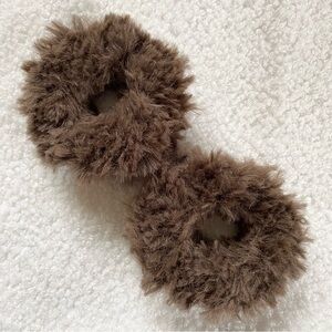 Handmade Brown Faux Fur Scrunchies Set of 2